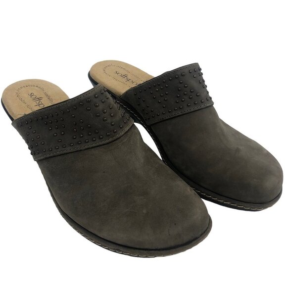 Softspots Studded Gray Suede Slide On Slip On Shoes Clogs‎ Mules Size 7.5 M - Picture 2 of 8